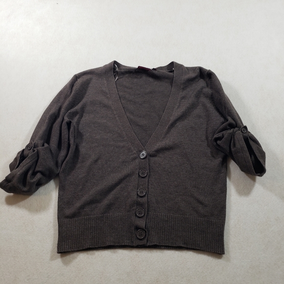 Take out cardigan womens 3/4 sleeves v neck button up cropped sweater ca… - Picture 5 of 9